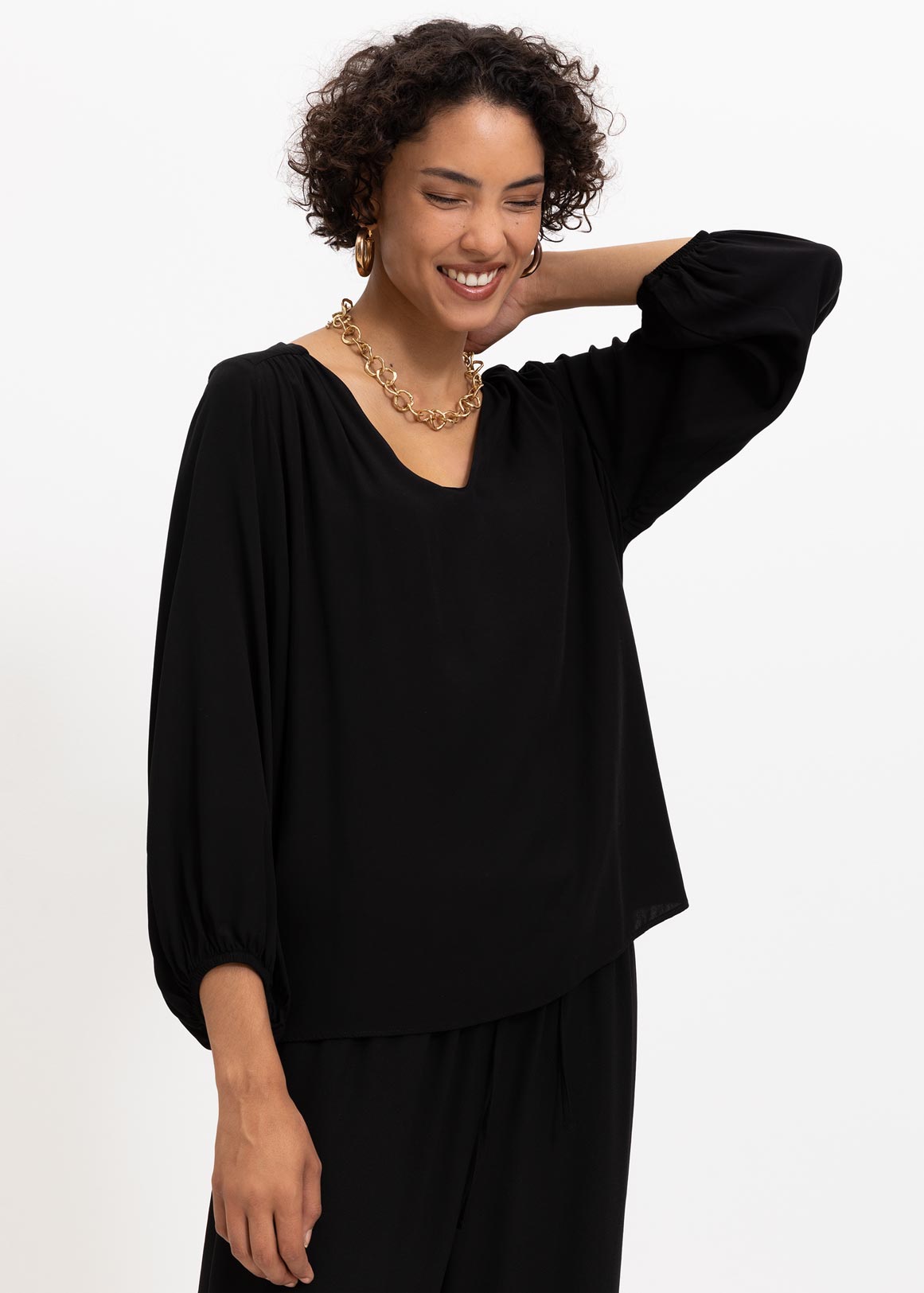 V-neck Balloon Sleeve Tunic | Woolworths.co.za