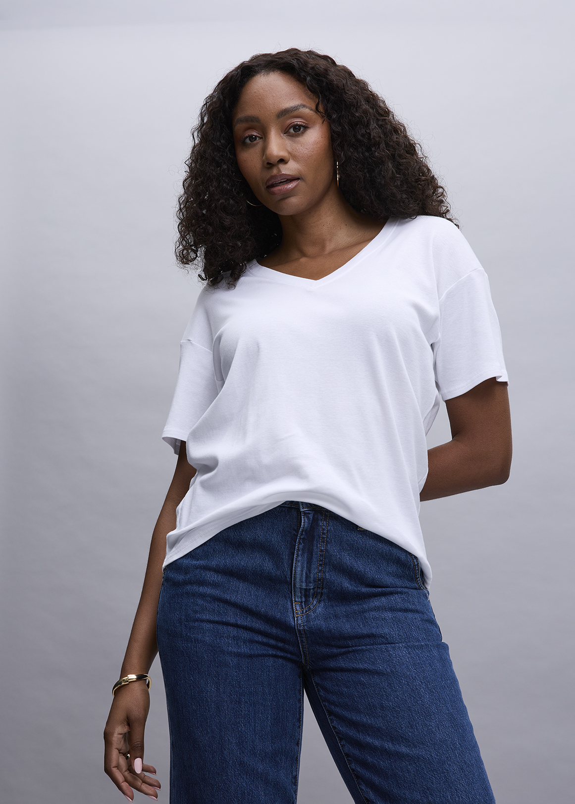 V-neck Cotton Boxy T-shirt