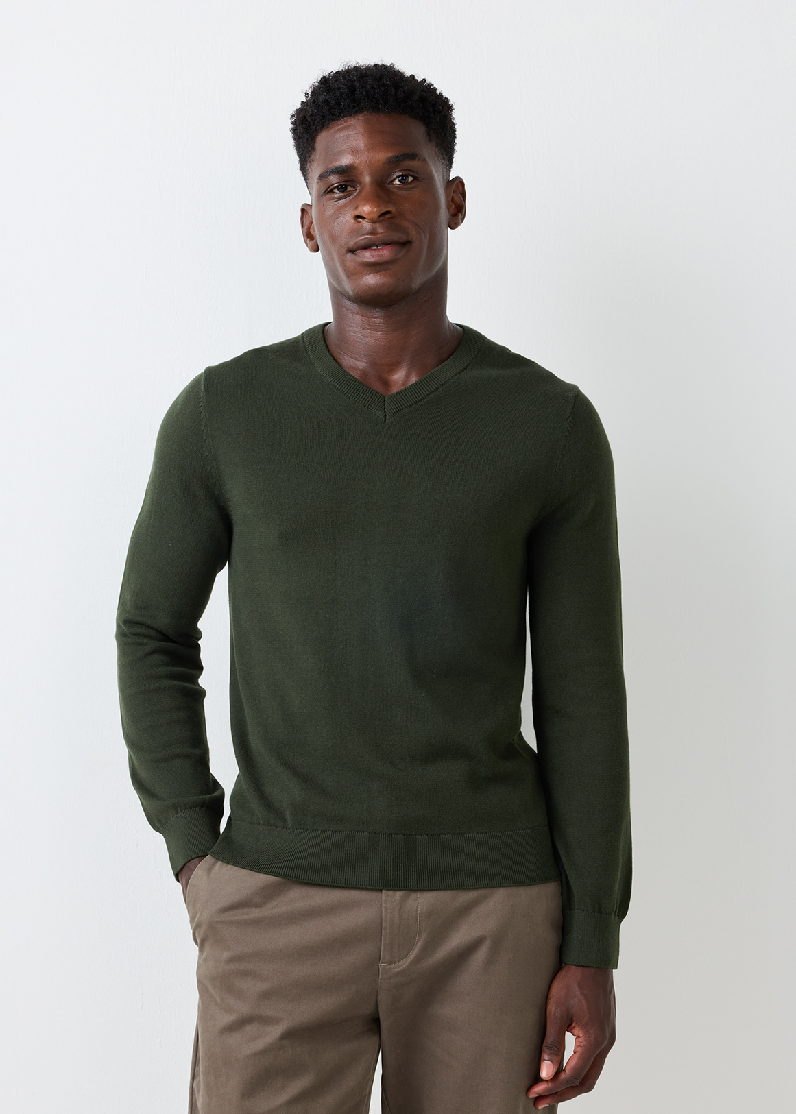 V-neck Cotton Knit Pullover