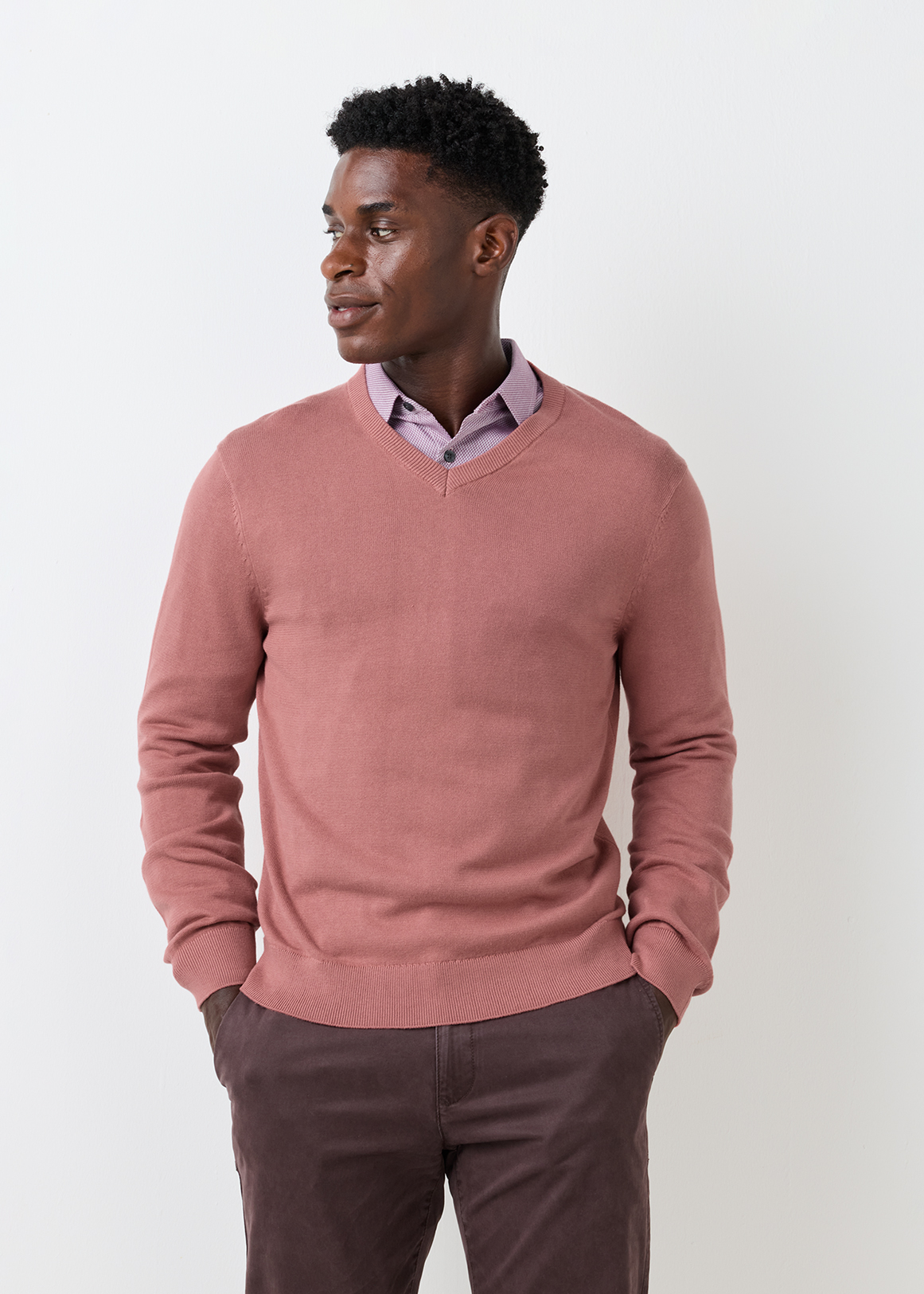 V-neck Cotton Knit Pullover