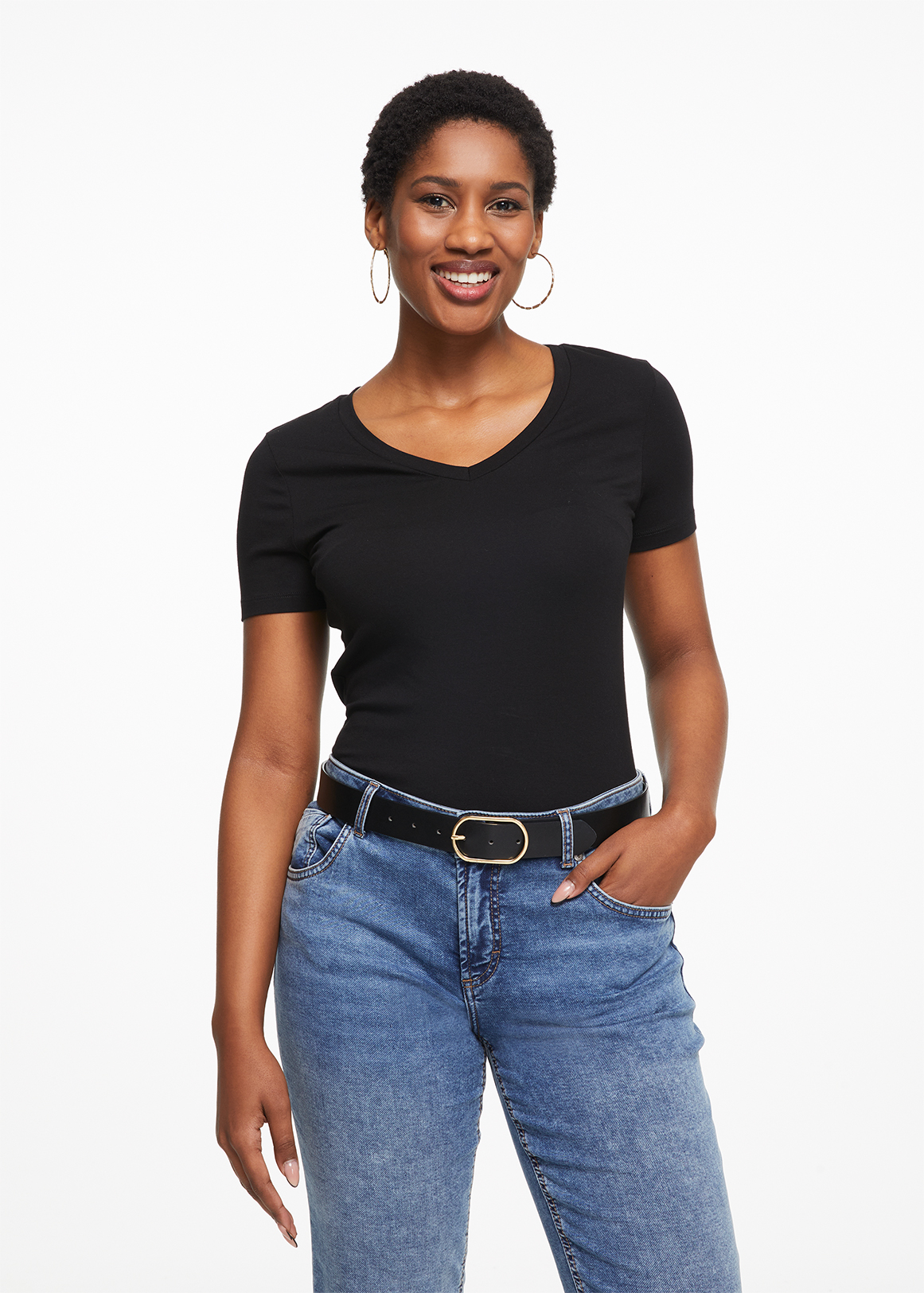 V-neck Stretch Modal Blend T-shirt