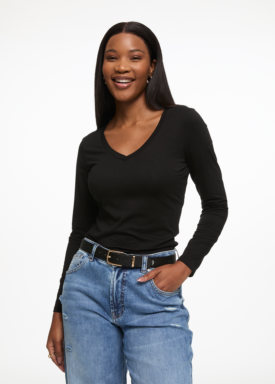 V-neck Stretch Modal Blend T-shirt