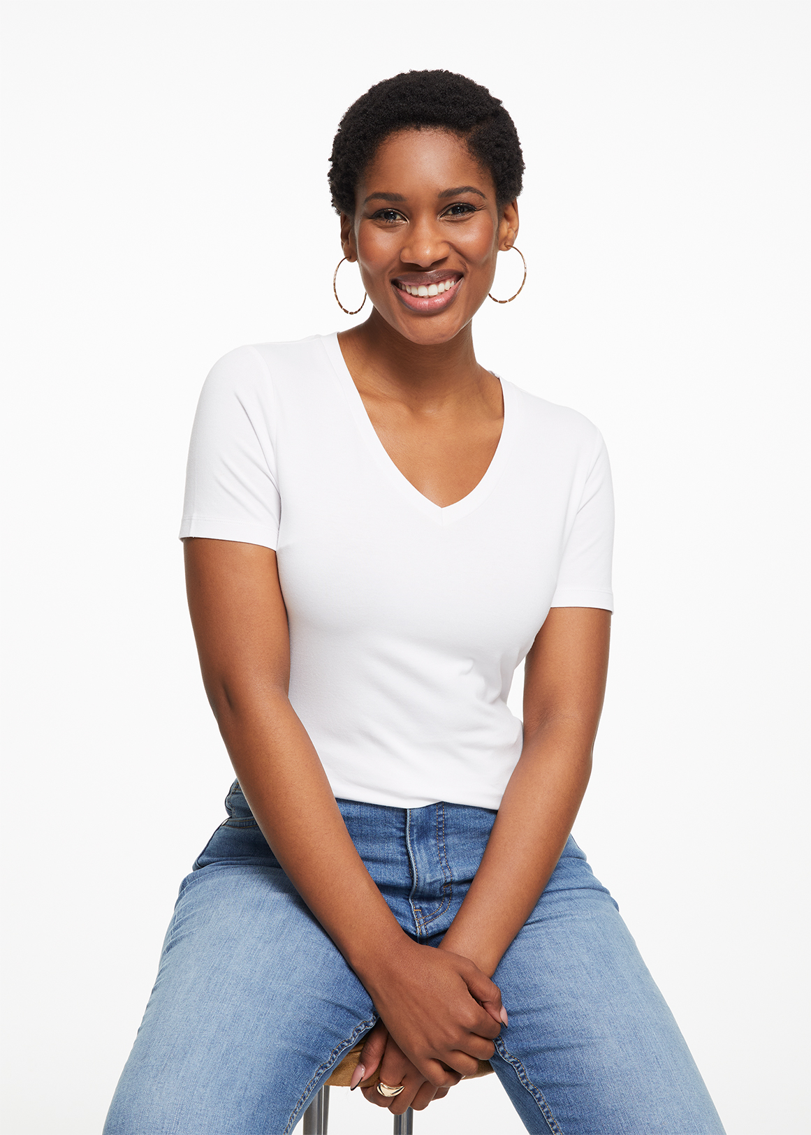 V-neck Stretch Modal Blend T-shirt | Woolworths.co.za