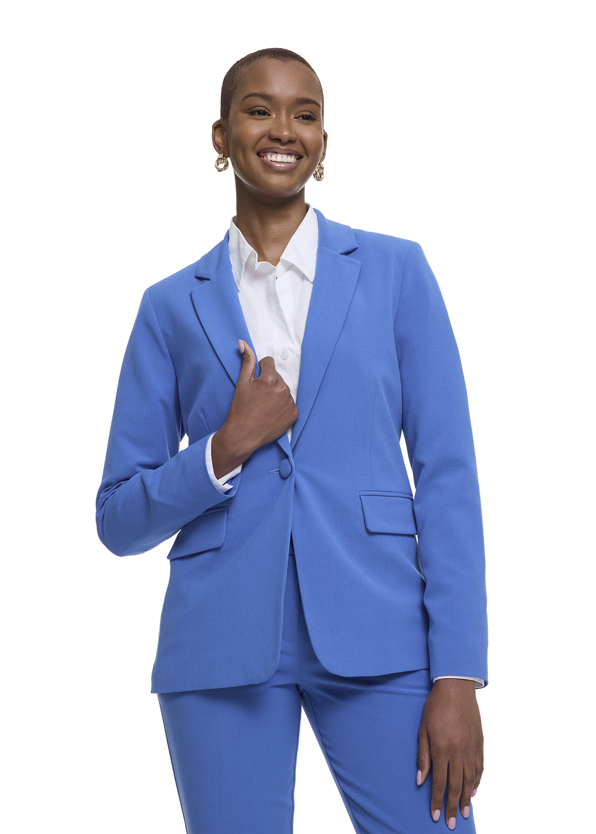 Ladies Dark Blue Dress Blended With Sky Blue Coat Viscose Blend Blazer