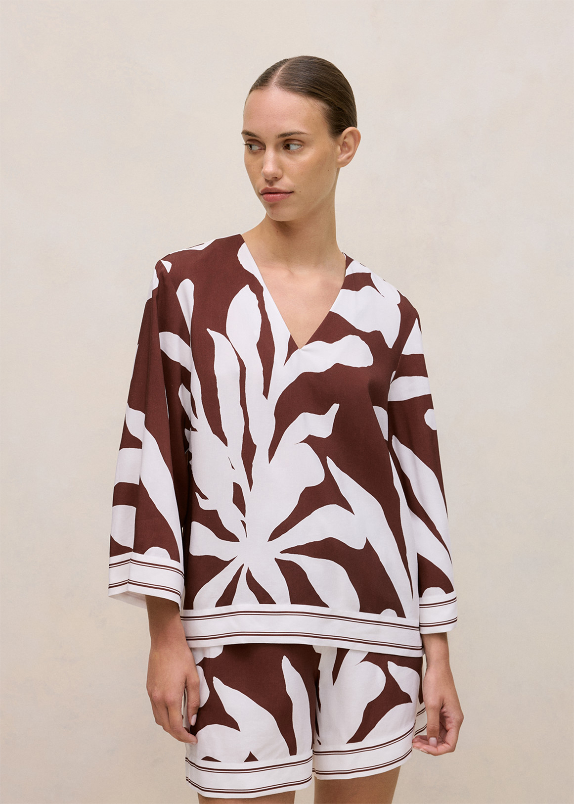 Wakame Border Stripe Popover Top