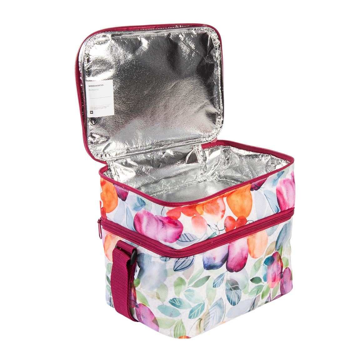 Watercolour Berry Design Double Decker Cooler Lunch Bag