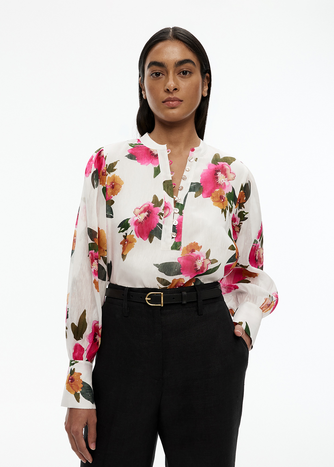 Watercolour Half Placket Blouse | Woolworths.co.za