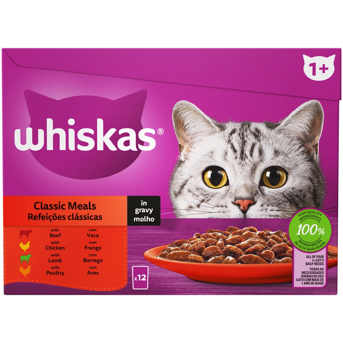 Whiskas Meat Selection Classic Meals in Gravy 12 pk