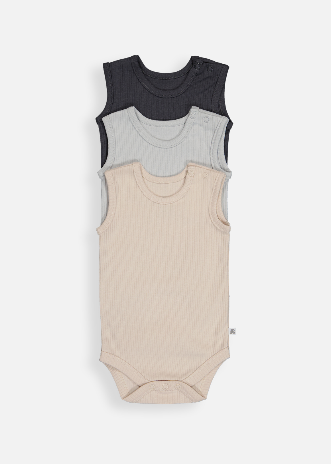 Wide Rib Organic Cotton Sleeveless Bodyvests 3 Pack