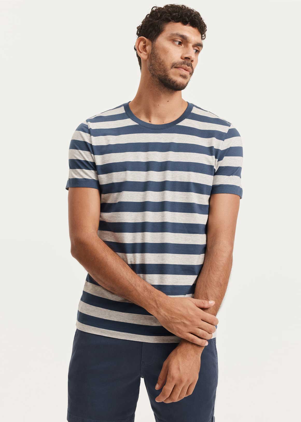 Wide Stripe Pima Crew T-Shirt | Woolworths.co.za