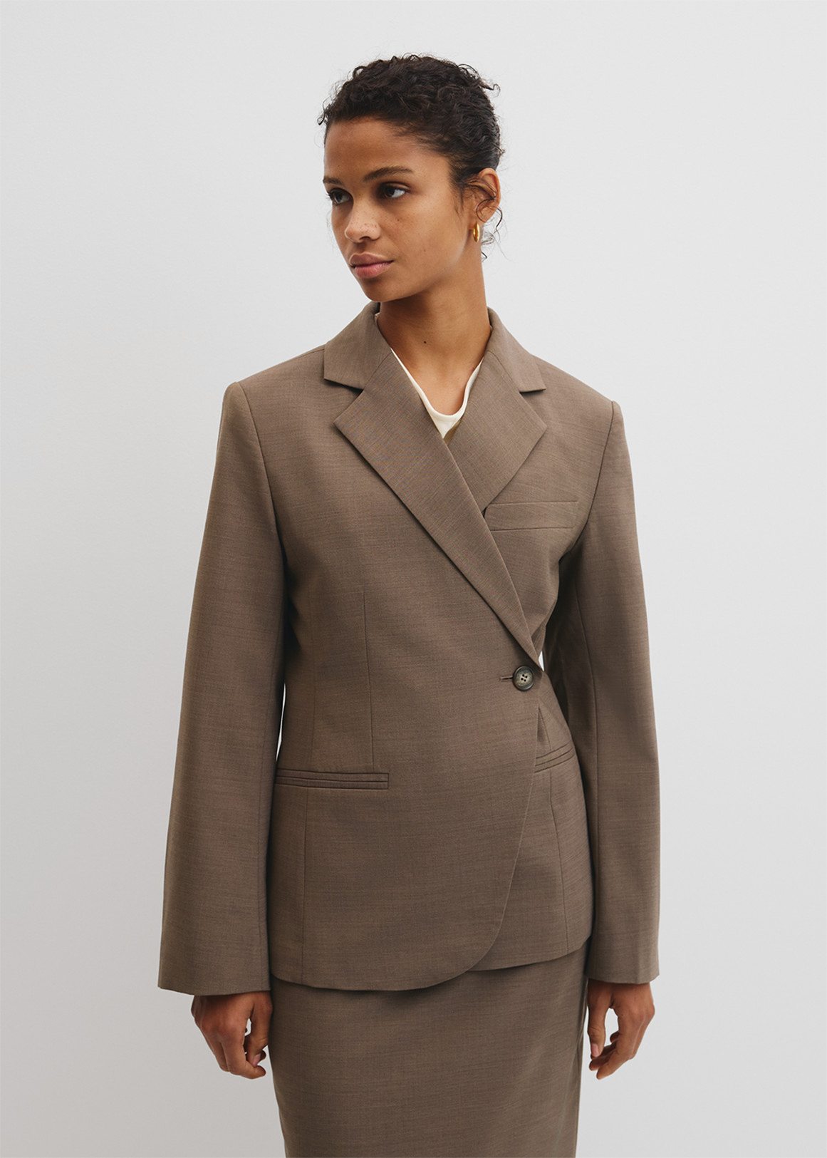 Wool Blend Cross Over Blazer