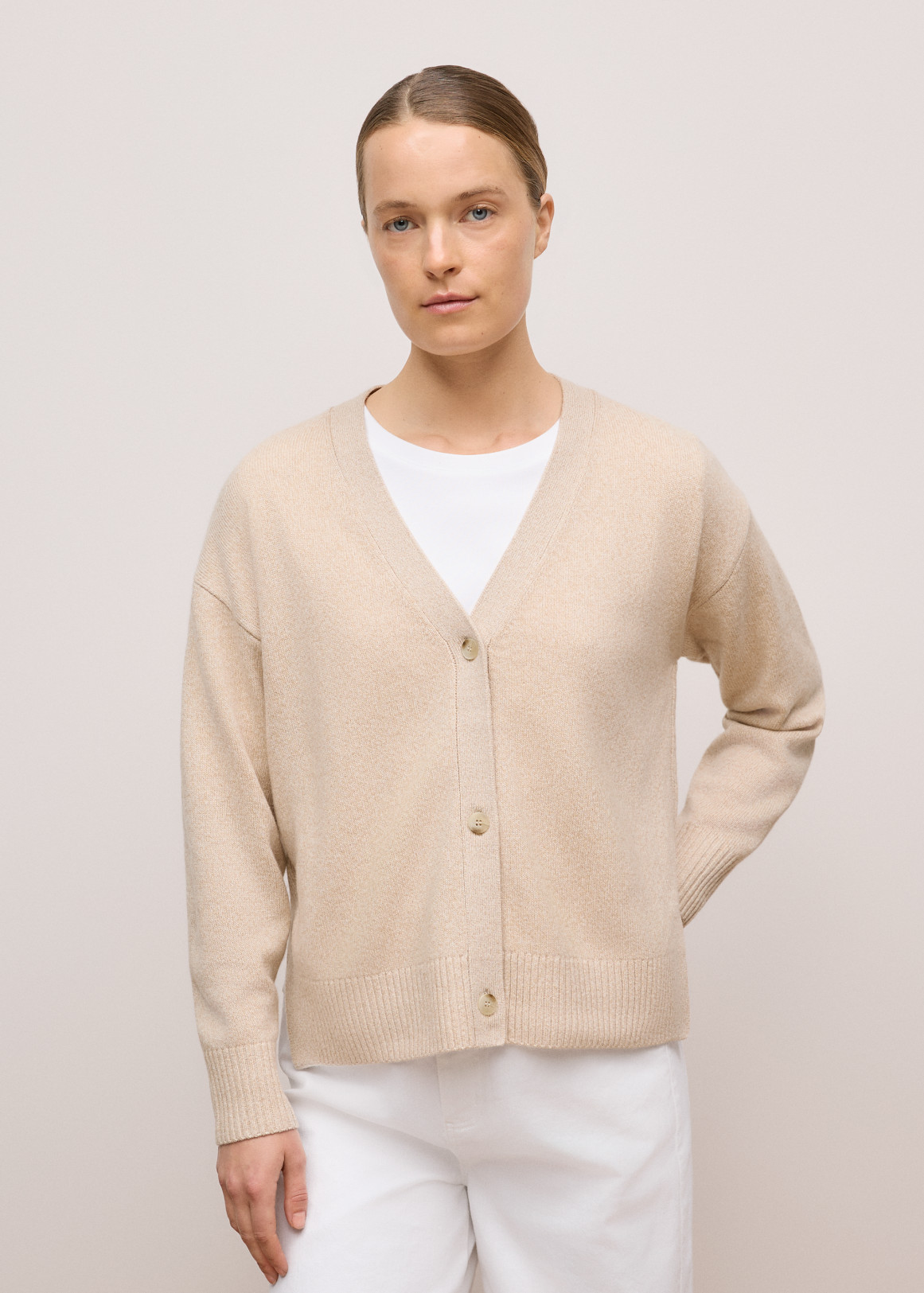 Wool Cashmere Relaxed V Cardigan