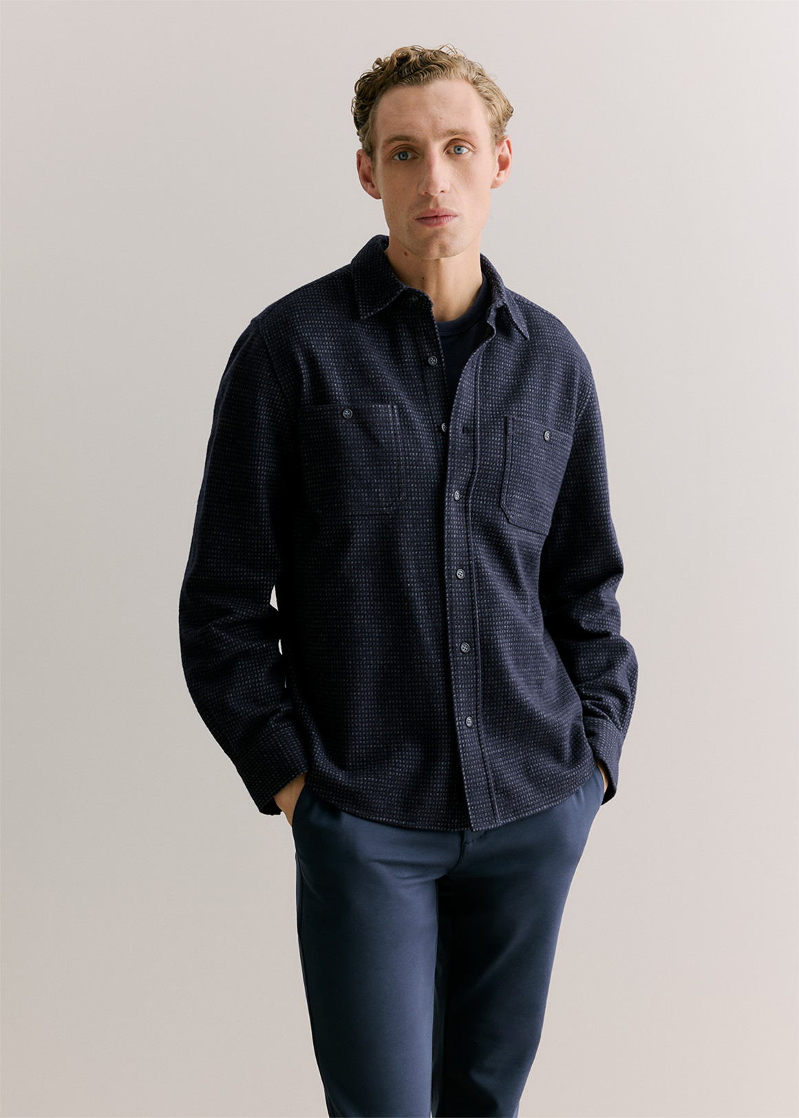 Wool Cotton Jacquard Overshirt