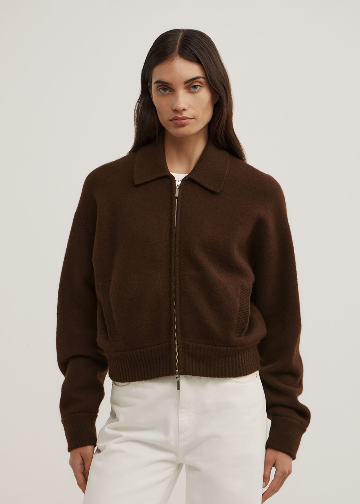 Wool Knit Bomber Jacket
