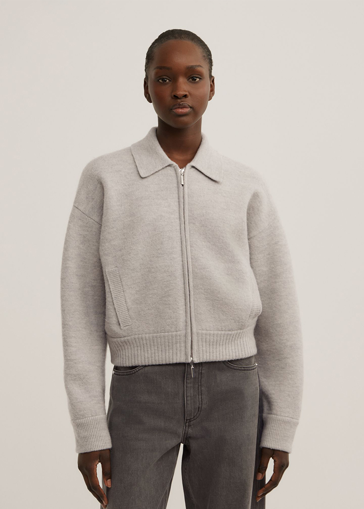 Wool Knit Bomber Jacket