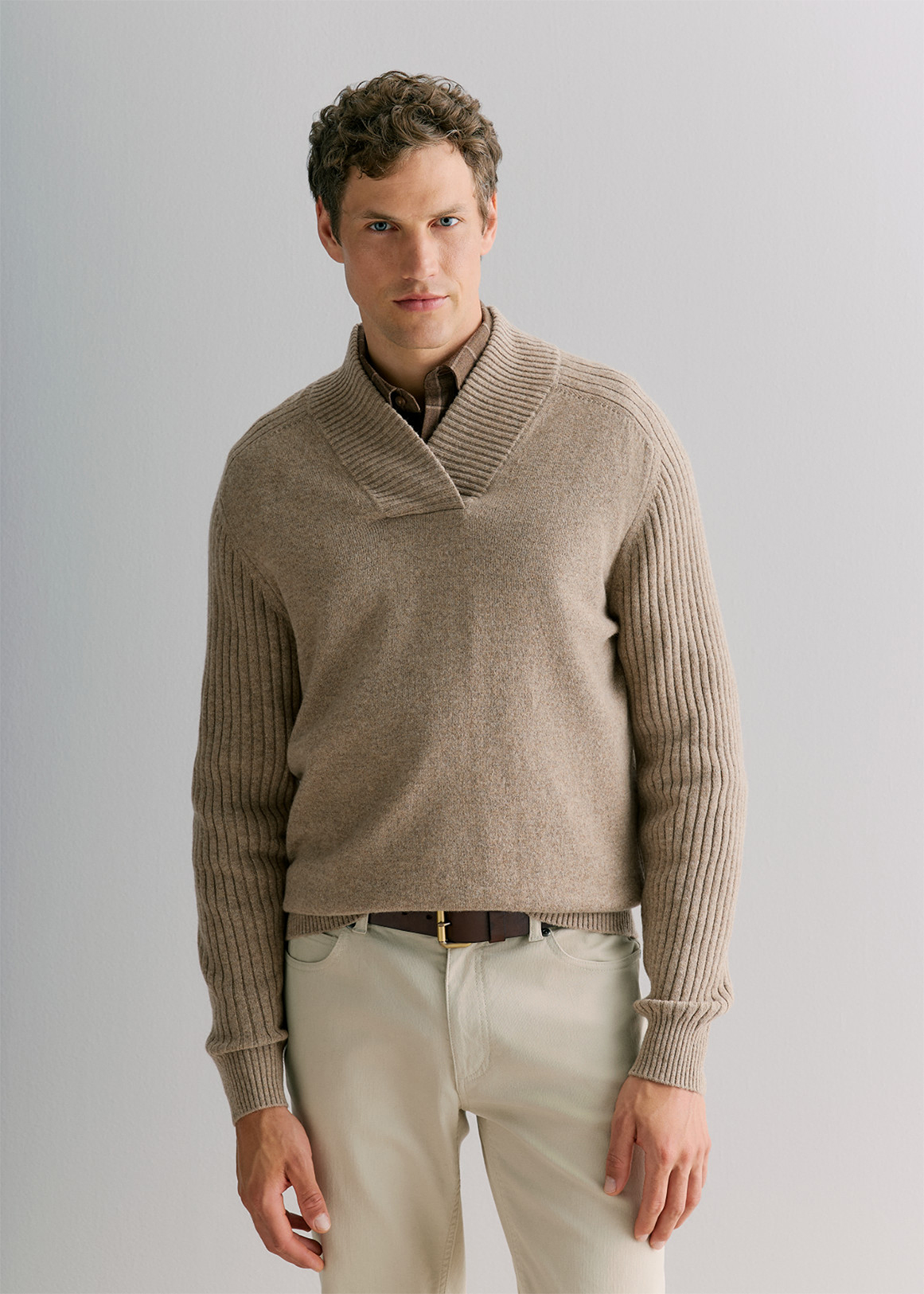 Wool Shawl Neck Pullover