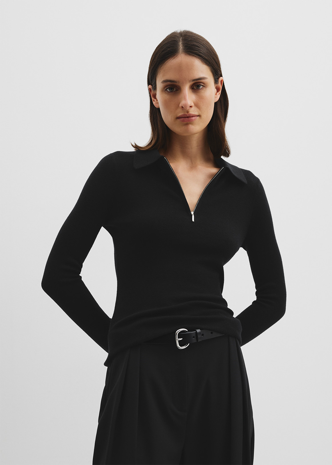 Wool Silk Collared Knit