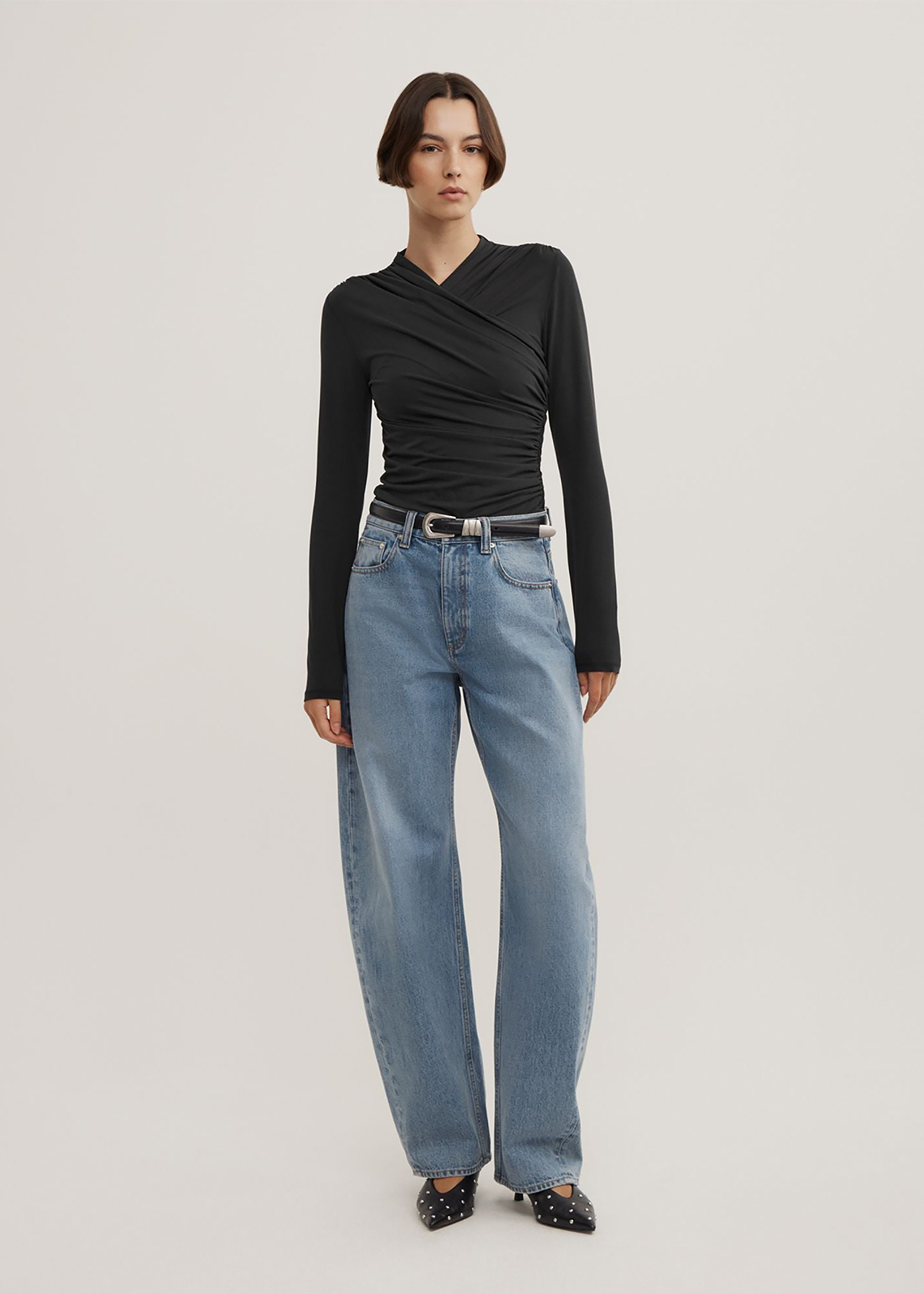 Wrap Long Sleeve Jersey Top