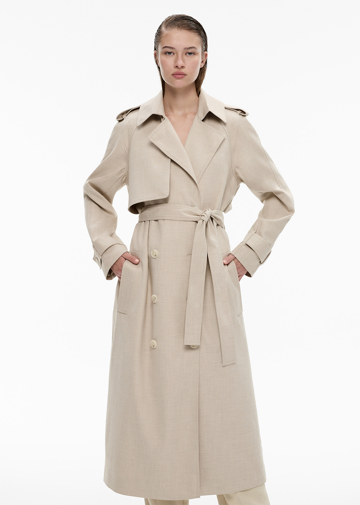 Yarn-Dye Draped Trench Coat | Woolworths.co.za