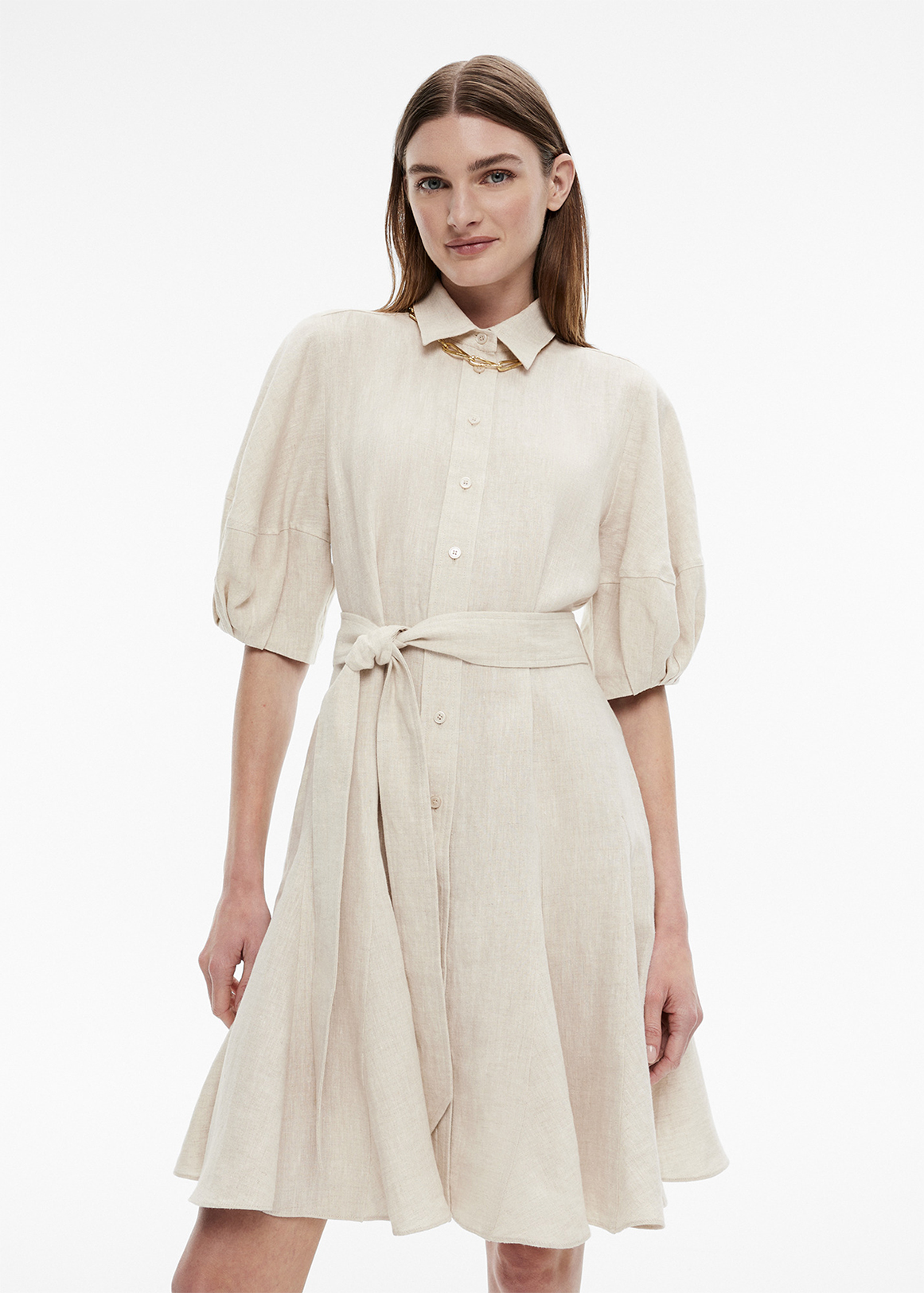 Yarn Dye French Linen Godet Dress | Woolworths.co.za