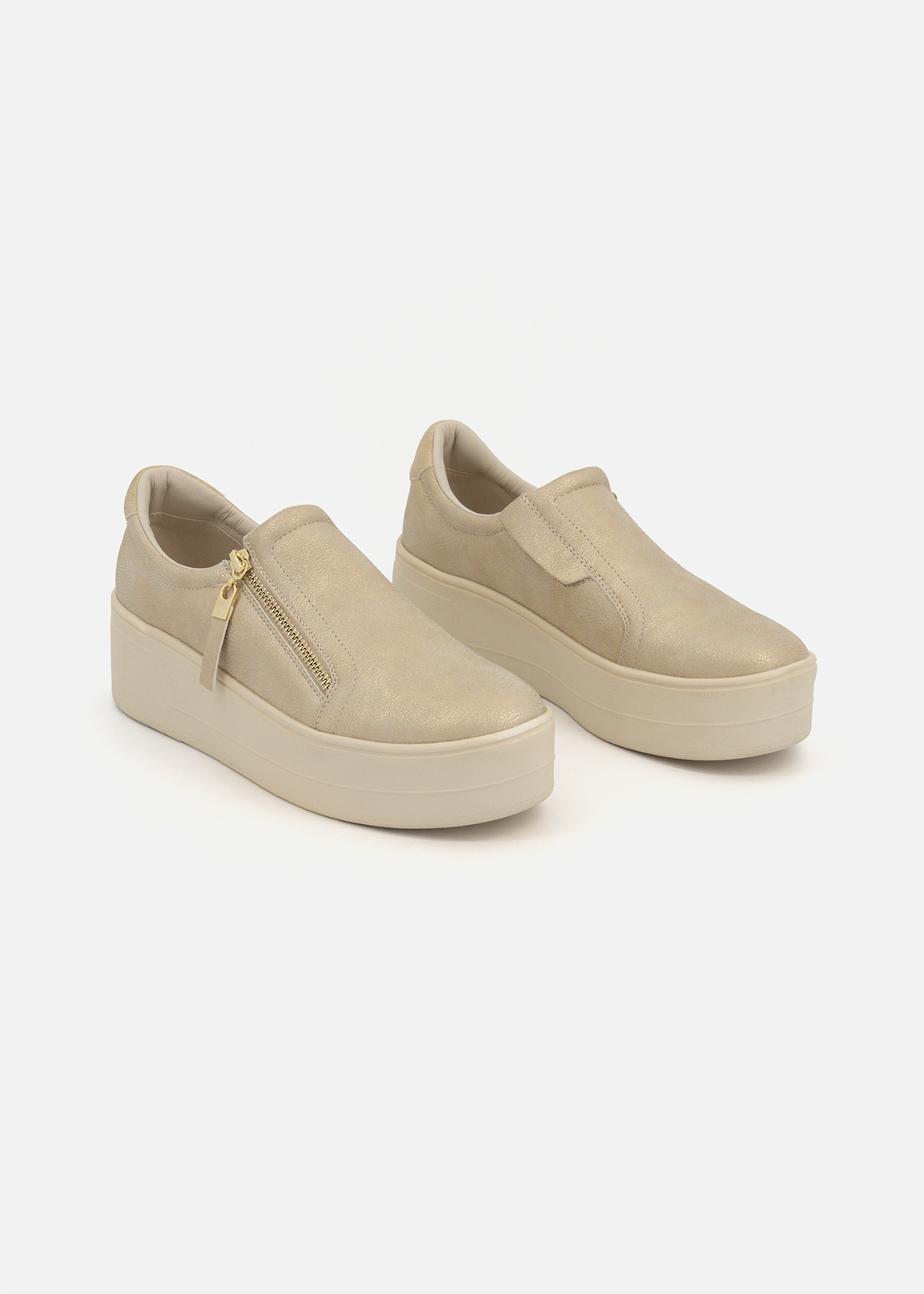 Zip Detail Faux Suede Platform Sneakers