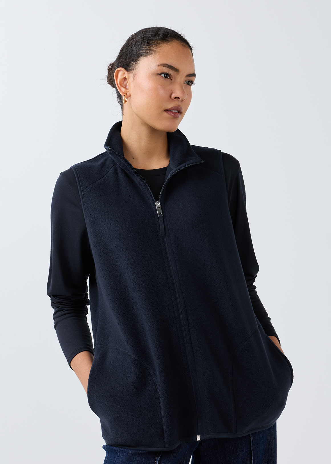 Zip-up Funnel Neck Fleece Gilet