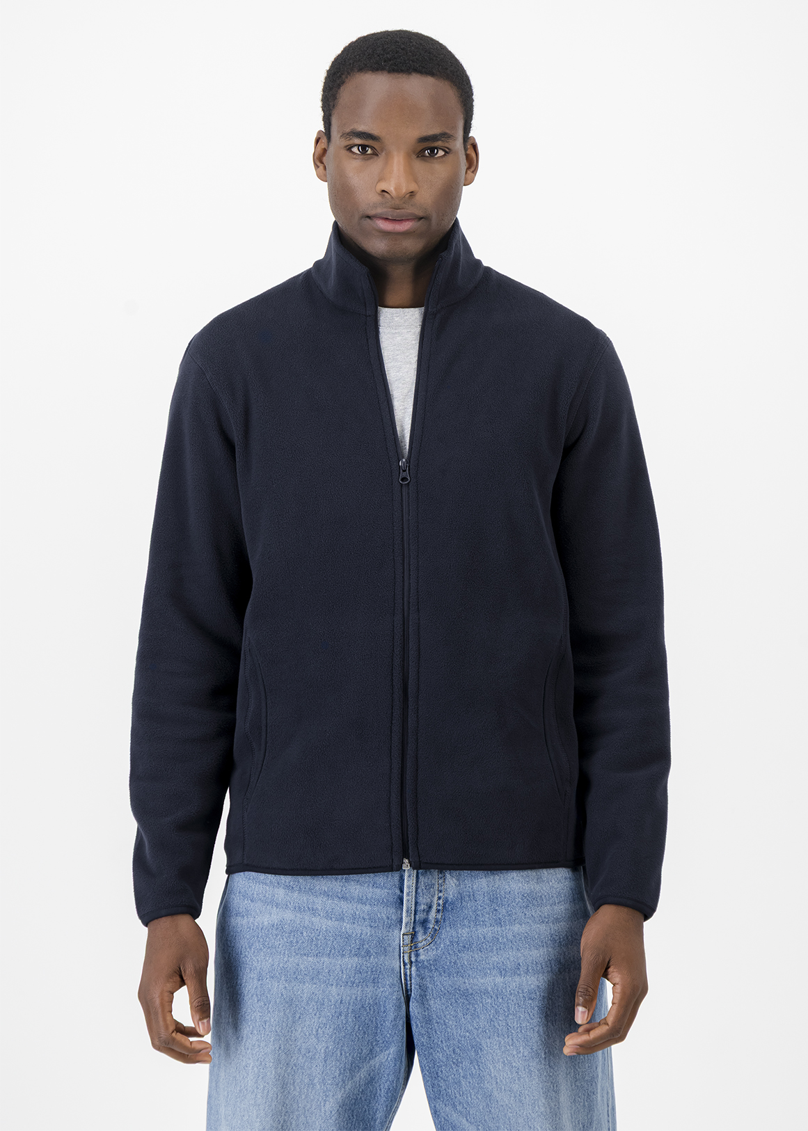 Zip-up Funnel Neck Fleece Sweatshirt