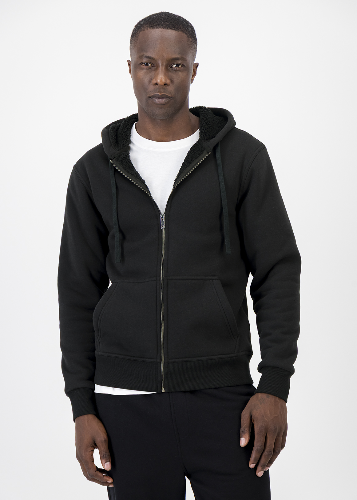 Zip-up Sherpa Lined Fleece Hoodie