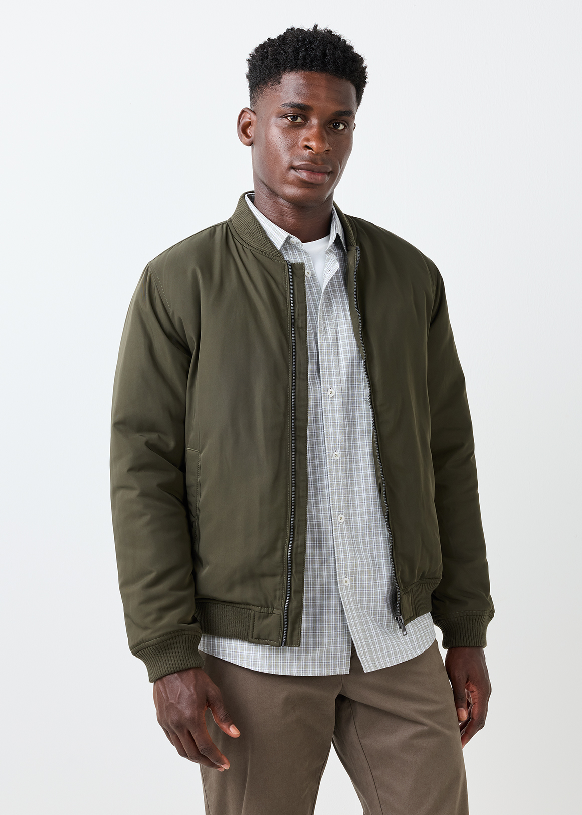 Zip-up Twill Bomber Jacket