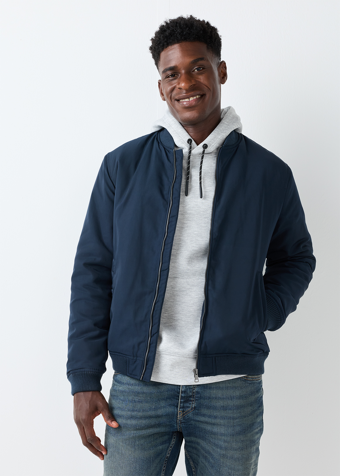 Zip-up Twill Bomber Jacket