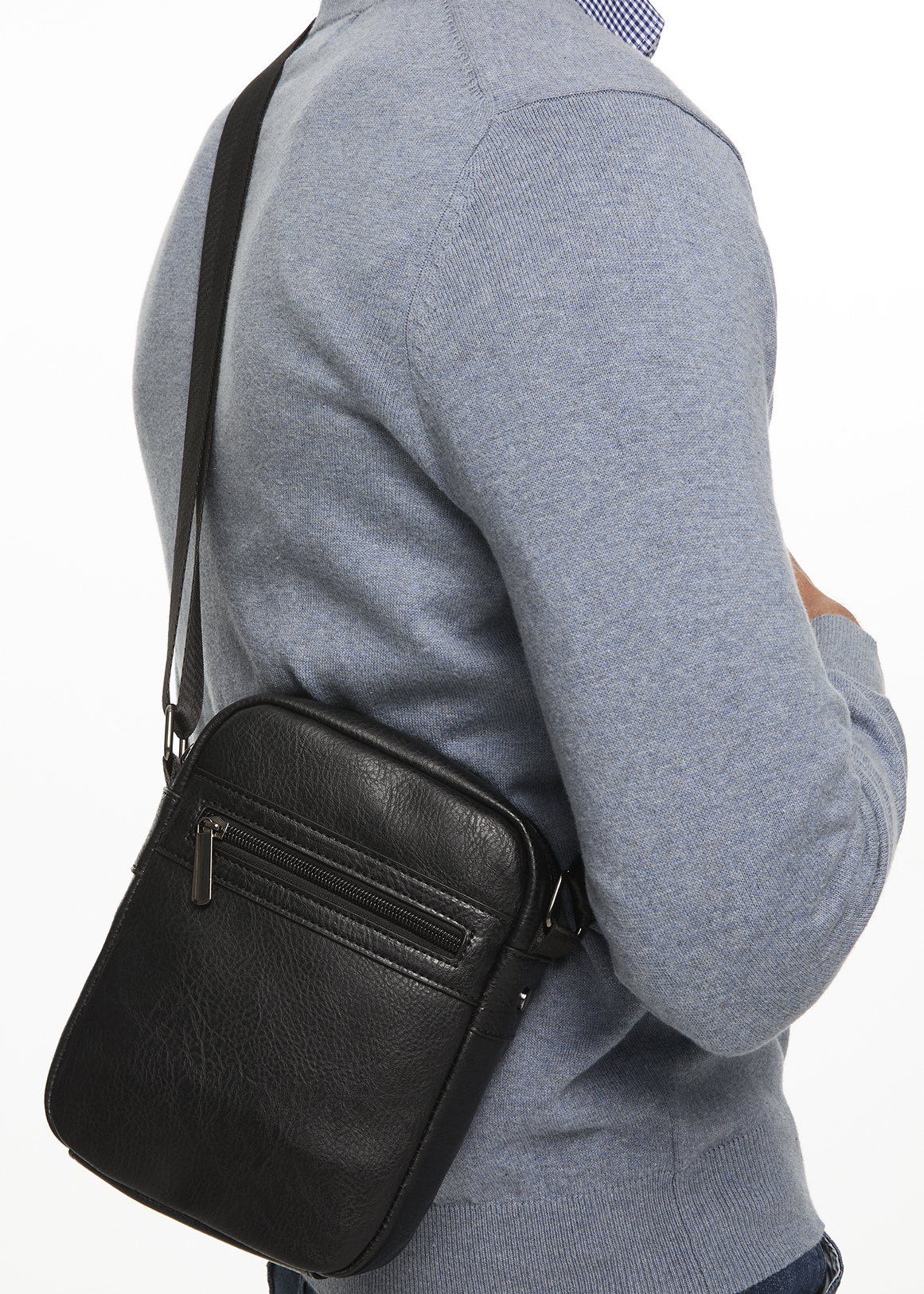 Zipped Faux Leather Crossbody Bag