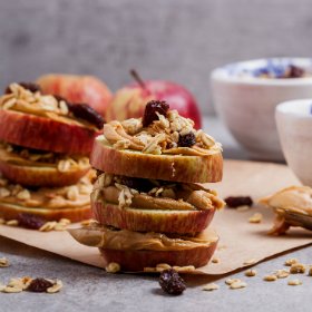 Apple, peanutbutter and rusk sandwiches