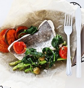 Baked hake parcels