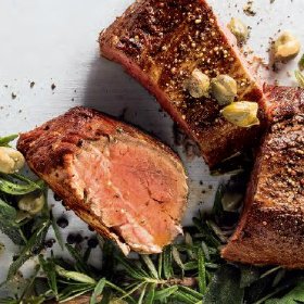 Herb-roasted beef fillet with salsa verde