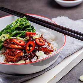 Spicy/Orginal Korean BBQ Chicken, Broccoli Rabe and Brown Rice