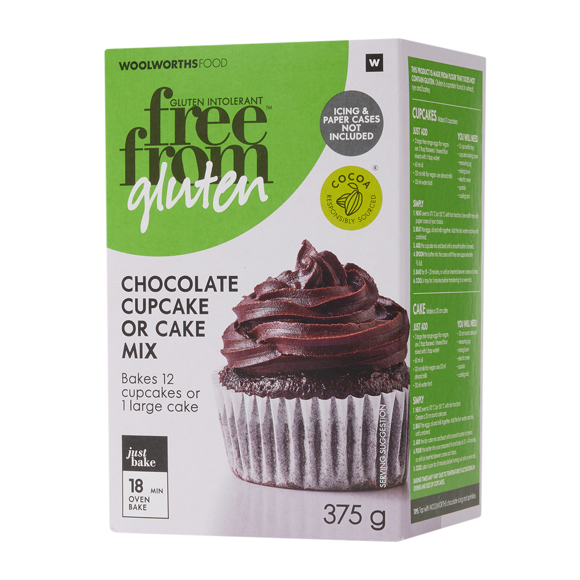 free from gluten™ Chocolate Cake Or Cupcake Mix 375 g